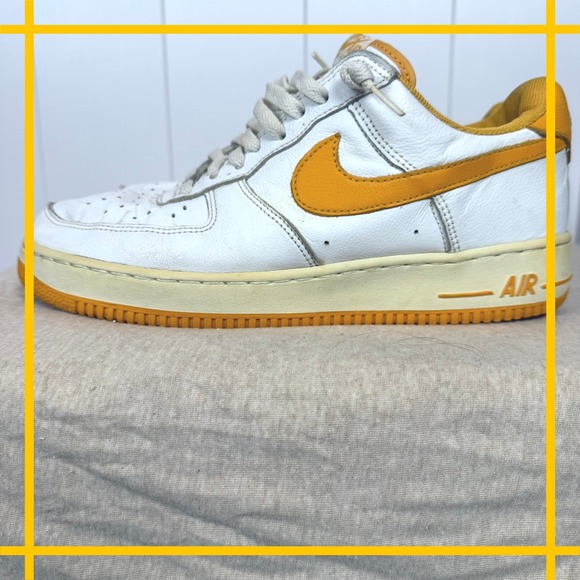 Vintage Y2K Nike Air Force 1 Low White Canyon Gold Mens 11.5‎ Sneakers 2002 - Picture 5 of 14